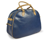 Hill and Ellis Birkdale Blue leather pannier front view