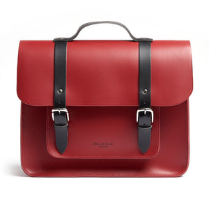 Hill and Ellis Birtie Red Leather Pannier front view 