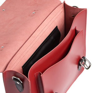 Hill and Ellis Birtie Red Leather Pannier inside view from the top