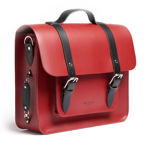 Hill and Ellis Birtie Red Leather Pannier side view