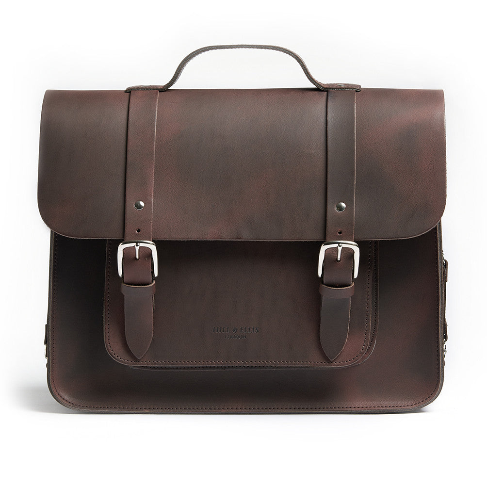 Fredie Classic Dark Brown Leather satchel. Waterproof pannier, fashionable, unique and classic; for the stylish rider. 